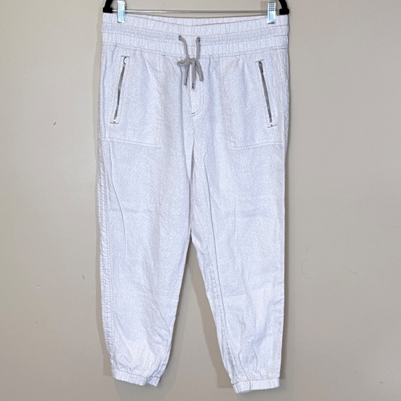 Athleta Cabo 100% Linen Jogger Pants - Women's Size 12P - White Cream - Picture 1 of 11